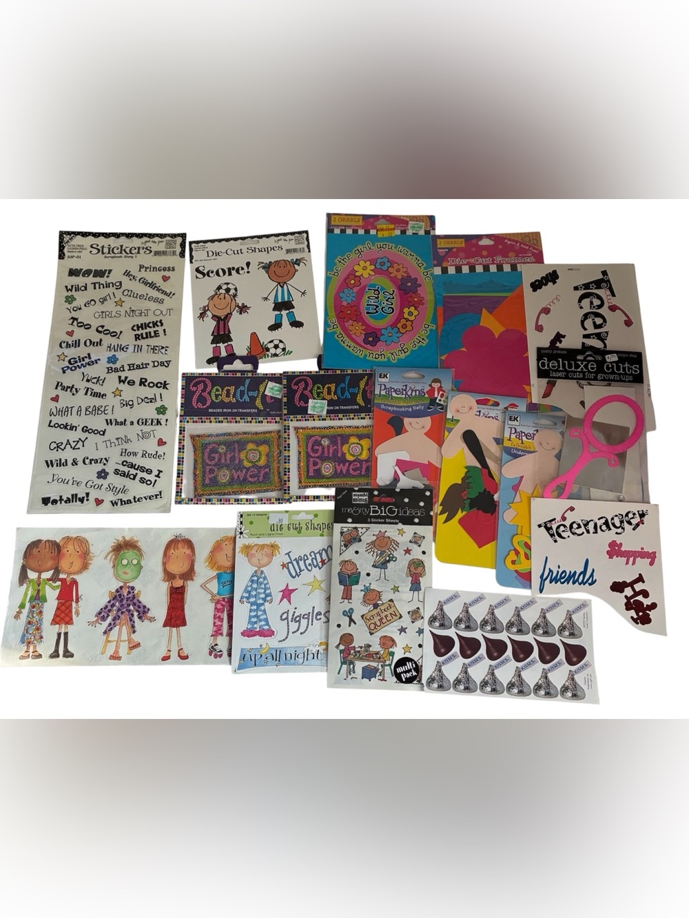 VINTAGE GIRL SCRAPBOOK SUPPLIES TWEEN 2 GRRRLS TEENAGER STICKERS DIE CUT